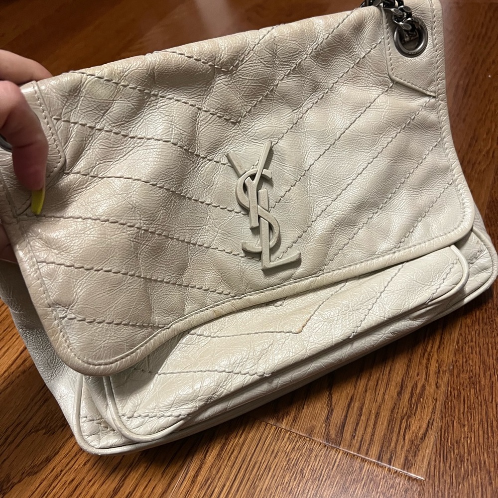 COPY - YSL Winter White Purse With Chain Handle / Crossbody